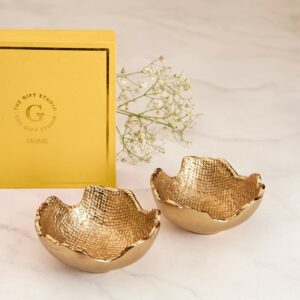 Aria Raw Textured Gold Bowls set of 2