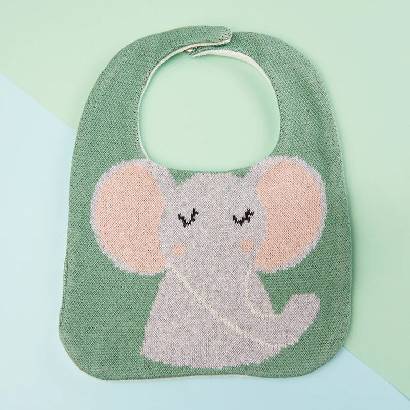 Cotton Knitted Elephant Bib