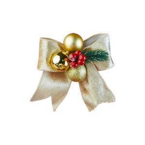 Gold Velvet Bow With Ornament-Xmas