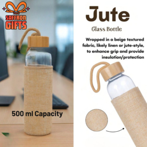 Jute Wrapped Glass Bottle with Wooden Lid (500ml)
