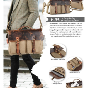 Canvas Leather Portfolio Laptop Bag