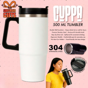 Cuppa Stainless Steel Tumbler with Handle & Straw (500ml)