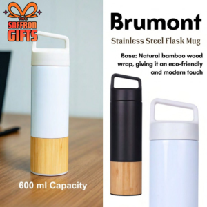 Brumont Stainless Steel Flask with Bamboo Base (600ml)