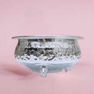 Elephant Design Silver Polish Classic Brass Urli