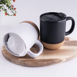 Cork Base Ceramic Coffee Mug with Lid