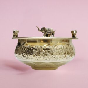 Elephant Design Double Polish Premium Brass Urli