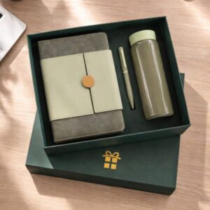 Premium Notebook & Bottle Gift Set (Olive Green Edition)