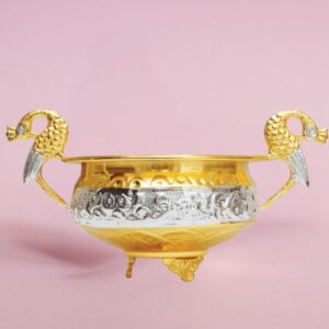 Peacock Design Silver & Gold Finish Urli