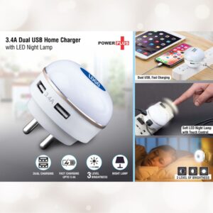 Dual USB Home Charger with LED Night Lamp 3.4A