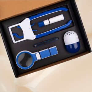 Doctor Magnifier set: Folding Coat hanger, Lint remover, Folding scissors, LED Magnifier, Capsule shape Air freshener
