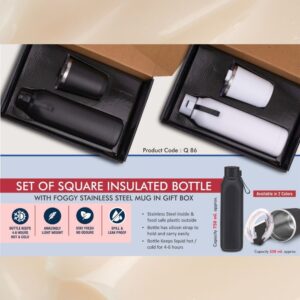 Set of Candy Insulated Steel Bottle with 2 Stainless Steel cups in Gift box