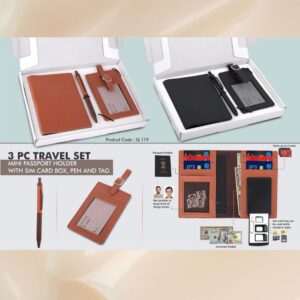 4 in 1 Gray set: Metal Keychain, SS natural bottle, Metal Pen and 4 in 1 notebook in Kraft Gift Box