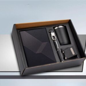 5 in 1 set: Foggy SS coffee mug, Metal pen, Metal mobile stand, A5 notebook and Keychain