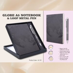 Ribbon Notebook Gift set: A5 Ribbon Notebook With Classy Metal Pen