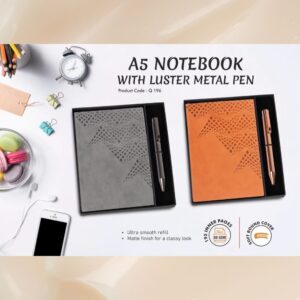 2 in 1 Black Set: Timeless notebook with Metal Pen in Folding Cardboard Box