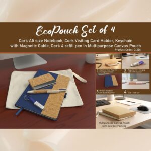 EcoPouch Set of 4: Cork Executive Kit in Multipurpose Canvas Pouch – Red edition