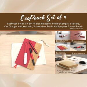 EcoPouch Set of 5: Cork Utility Pro Kit in Multipurpose Canvas Pouch