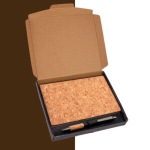 Cork Notebook with Cork Grip Velvet touch pen in Gift set in Black Texture box