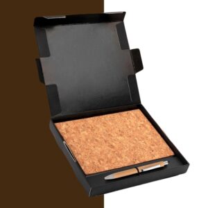Cork Notebook with Bamboo Stylus pen in Gift set in Black box