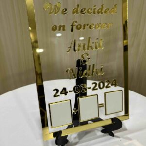 Personalized Acrylic Couple Frame with Gold Mirror Finish