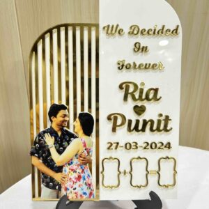 Premium Personalized Acrylic Couple Frame with Photo & Gold Design