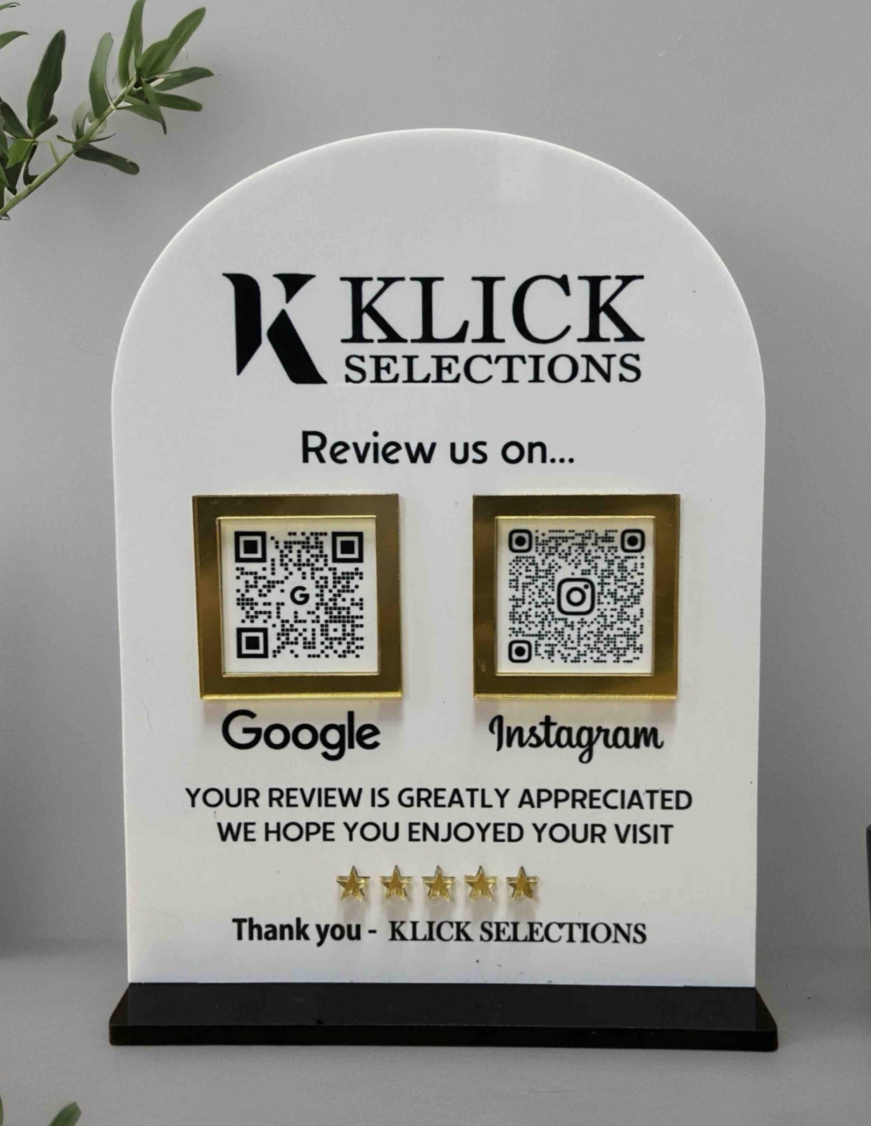 Custom Acrylic QR Code Review Stand with Branding