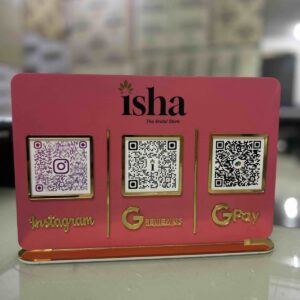 Custom Acrylic QR Code Stand with Payment & Social Media Integration