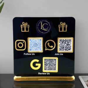 Premium Acrylic QR Code Display Stand with LED Base (Multi-Platform)