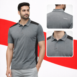 Wildcraft black grey polyster polo