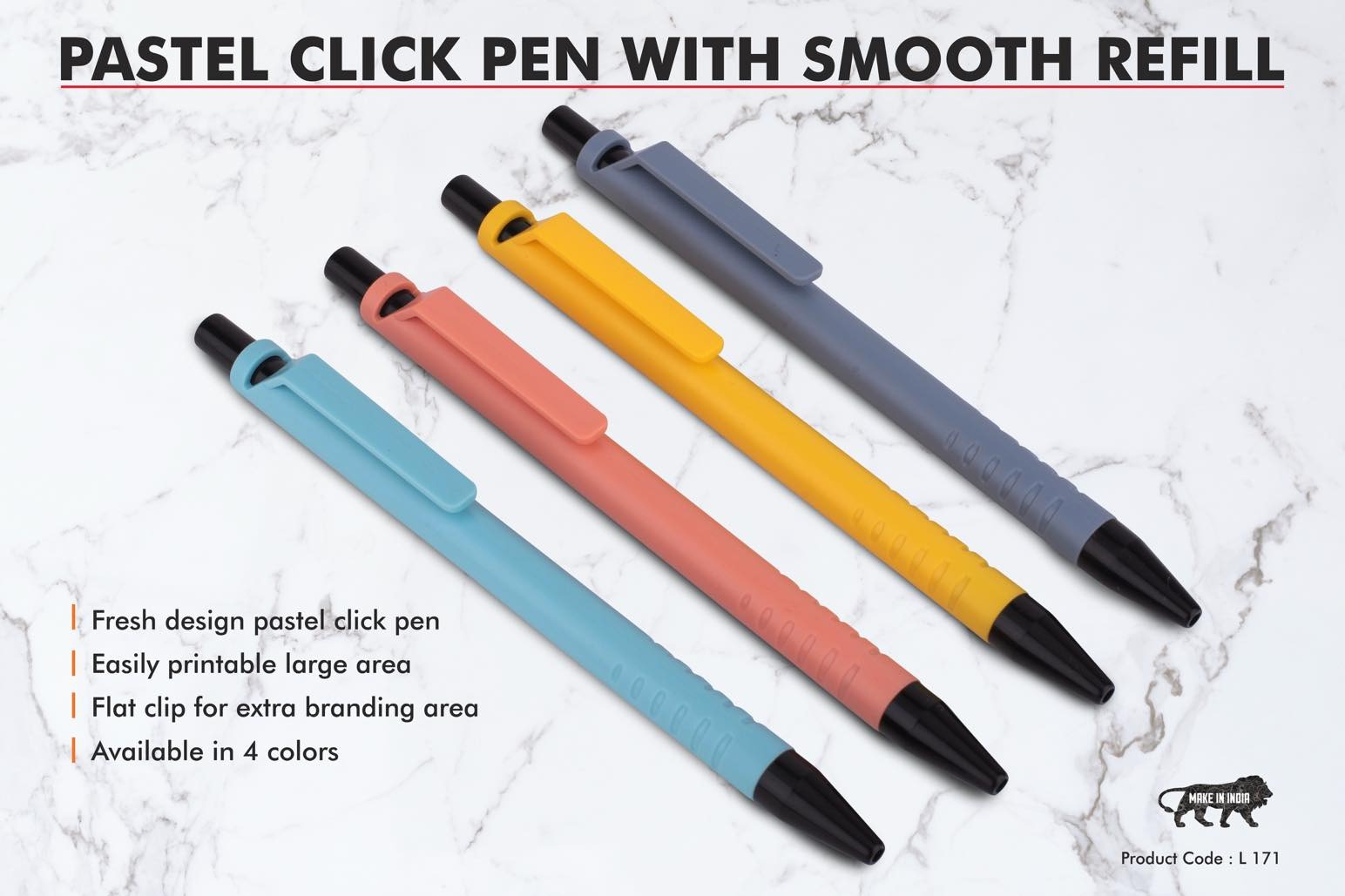 Pastel Click Pen with Smooth Refill (L-171)