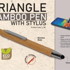 Triangle Bamboo Eco-Friendly Pen with Stylus (L-181)