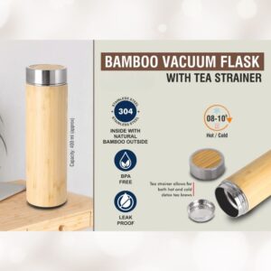 Power Plus Bamboo Vacuum Flask With Tea Strainer H191A