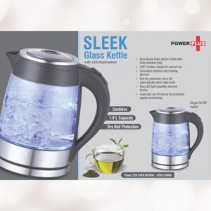 Power Plus Sleek Glass Kettle With LED Illumination H195