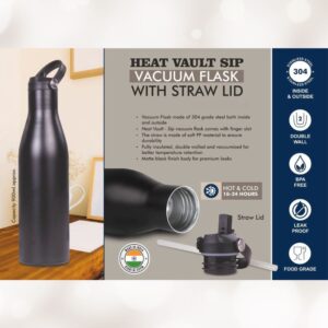 Heat Vault Sip Vacuum Flask with Straw Lid