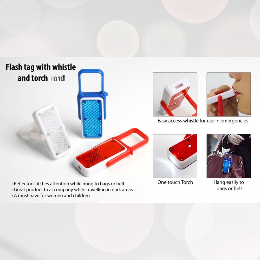 Flash Tag Keychain with Whistle & Torch