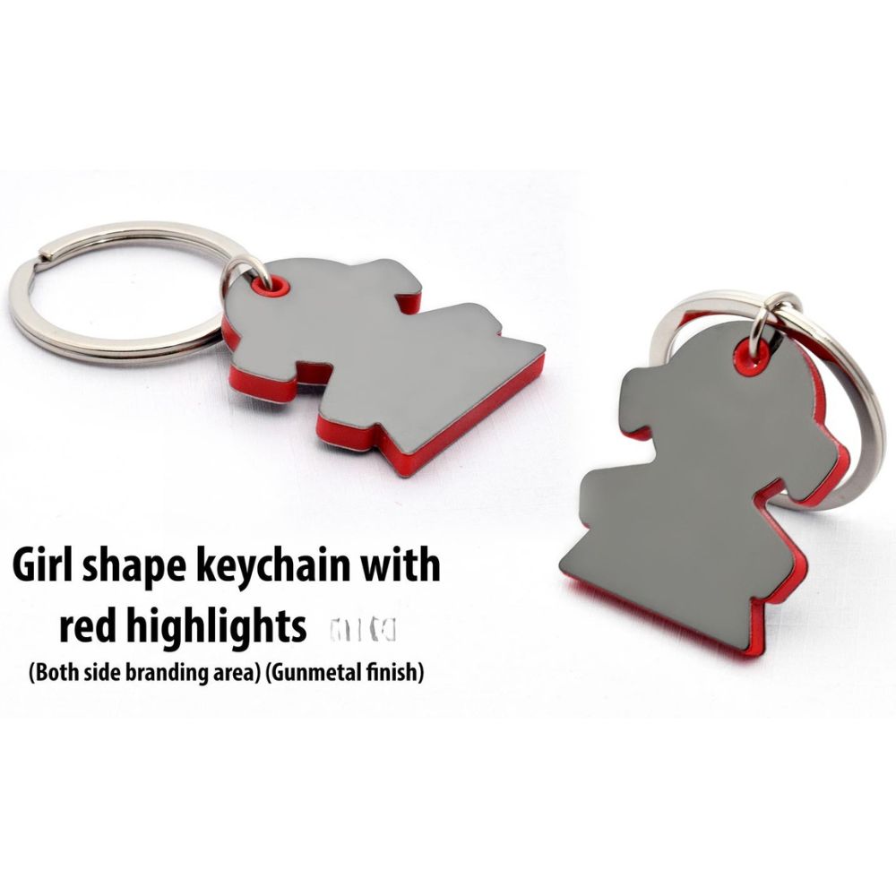 Girl Shape Keychain with Red Highlights