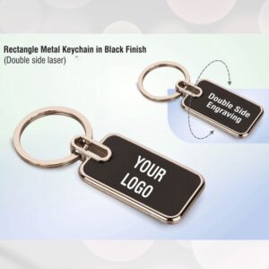 Rectangle Metal Keychain (Black Finish, Double Side Laser)