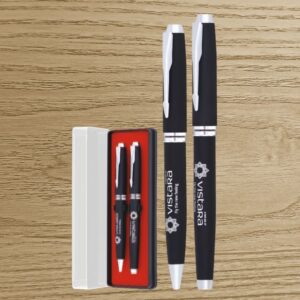 Black Silver Transparent Box Pen Set