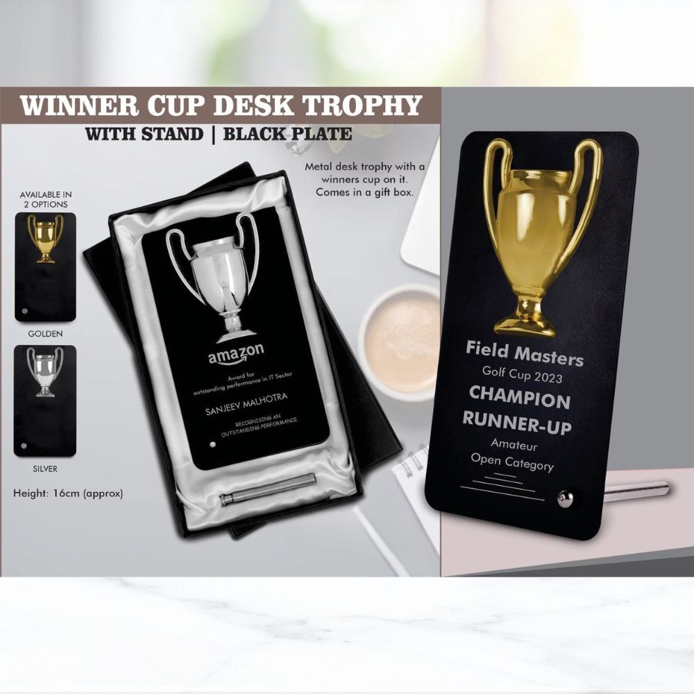 Book Style Folding Trophy with Handshake Emblem