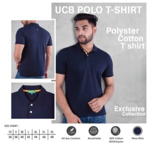 UCB Polo T-Shirt Navy Blue PC Blend