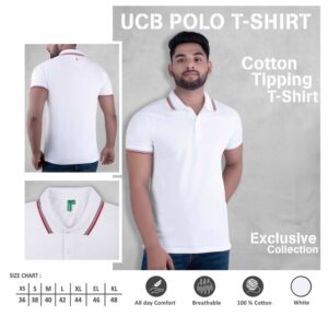 UCB Polo T-Shirt Black Cotton Tipping