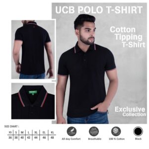 UCB Polo T-Shirt Sea Blue Cotton Tipping