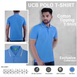 UCB Polo T-Shirt Navy Blue Cotton Tipping