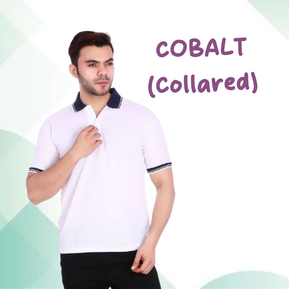 Cobalt Tipped Collar Mesh Polo Neck Dry Fit T-Shirt (120–130 GSM)