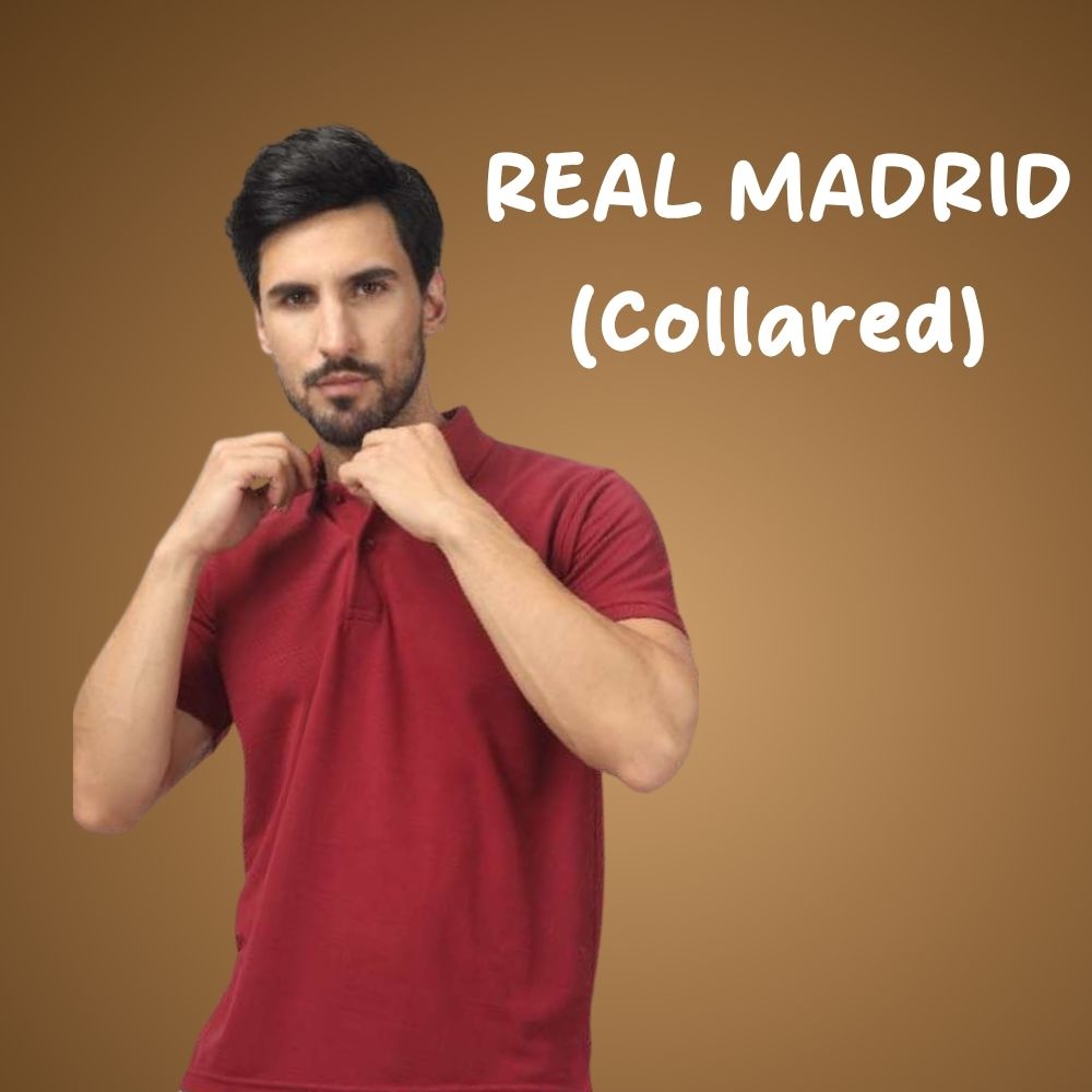 Real Madrid Premium Double Pique Polo T-Shirt (240–260 GSM, PC Blend Heavyweight)