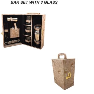 Premium Portable Bar Set with 3 Glasses