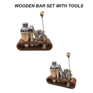 Premium Wooden Bar Set with Tools