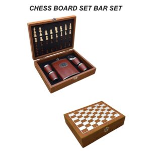 Chess Board Bar Set with Hidden Compartment