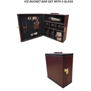 Ice Bucket Bar Set with 5 Glasses