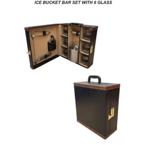 Ice Bucket Bar Set with 6 Glasses